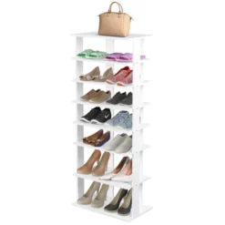 Tangkula 7-Tier Shoe Rack Free Standing Shelf Storage Modern Shoe Rack Organizer Brown/Black/White -Baxton Studio Store GUEST 56d438fc 30d6 4c30 8d9e 9aa34b63cb25