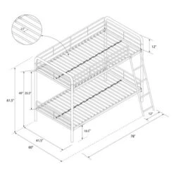 Twin Over Twin Evan Metal Bunk Bed - Room & Joy -Baxton Studio Store GUEST 56e0cb39 bf70 441d 84a0 8fef9ee2fca4