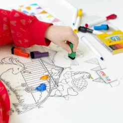 Merka Kids Toddler Essentials Coloring Placemats For Kids, Set Of 4 Mats With 7 Markers Jungle Space Sea Unicorns -Baxton Studio Store GUEST 56ecac5d 8086 4d13 a9e6 b1e021b9065c