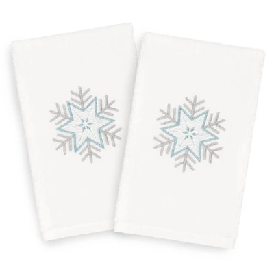 2pk Crystal Snowflake Hand Towel Set White - Linum Home Textiles 3 2pk Crystal Snowflake Hand Towel Set White - Linum Home Textiles
