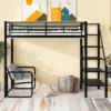 Twin Size Metal Loft Bed With Bench And Storage Staircase, Black-ModernLuxe -Baxton Studio Store GUEST 5950bb82 080e 4a7e 9ce5 ef4f0312f0e4