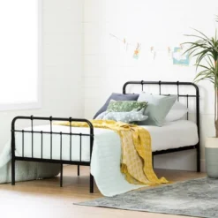 Twin Hankel Metal Platform Bed With Headboard And Footboard Pure Black - South Shore -Baxton Studio Store GUEST 5a3ab09d e4a6 41f1 85bc 0a902fa58a41
