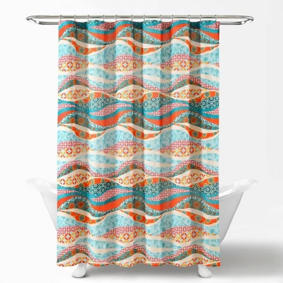 72"x72" Hailey Watercolor Wave Single Shower Curtain Turquoise - Lush Décor 6 72"x72" Hailey Watercolor Wave Single Shower Curtain Turquoise - Lush Décor - Image 4