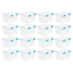 Sterilite 32 Quart Stackable Clear Plastic Storage Tote Container With Blue Gasket Latching Lid For Home And Office Organization, Clear -Baxton Studio Store GUEST 5af01a01 4fb5 41c8 8a71 eca3510aab53