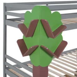 Twin-Over-Twin Bunk Bed With A Tree Decor And Two Storage Drawers-ModernLuxe -Baxton Studio Store GUEST 5b3f6717 5974 470b abee b649415d22b2