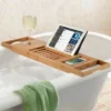 Bambusi Bathtub Caddy With Extendable Sides, Wine Glass Holder, Book Stand And Phone Tray, Natural -Baxton Studio Store GUEST 5bb94b78 0c9d 4f59 8b10 77cea011b242