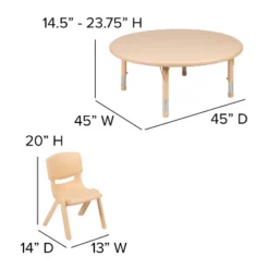 Flash Furniture 45" Round Plastic Height Adjustable Activity Table Set With 4 Chairs -Baxton Studio Store GUEST 5bde440d 599a 4c96 acf1 f2e4c312f711
