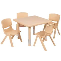 Flash Furniture 24" Square Plastic Height Adjustable Activity Table Set With 4 Chairs -Baxton Studio Store GUEST 5d4779ed f55a 4698 b41c 24b2b2ede9bd