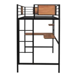 Twin Metal Loft Bed With Desk And Shelve - ModernLuxe -Baxton Studio Store GUEST 5ead98ed 383b 437c 840f 59e316cf25e7