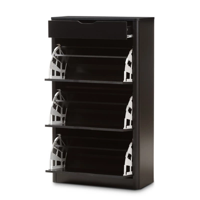 Cayla Modern And Contemporary Wood Shoe Cabinet - Black - Baxton Studio 3 Cayla Modern And Contemporary Wood Shoe Cabinet - Black - Baxton Studio