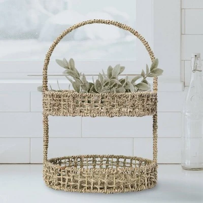 Household Essentials 2 Tier Tray Seagrass 3 Household Essentials 2 Tier Tray Seagrass