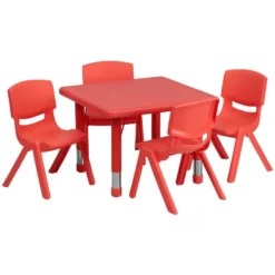Flash Furniture 24" Square Plastic Height Adjustable Activity Table Set With 4 Chairs -Baxton Studio Store GUEST 621fdb43 42e4 40c7 a0c5 89c5b6471905