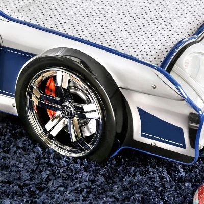 Twin Quessa Police Car Bed With Led Headlight Chair Black/White - HOMES: Inside + Out 9 Twin Quessa Police Car Bed With Led Headlight Chair Black/White - HOMES: Inside + Out - Image 7