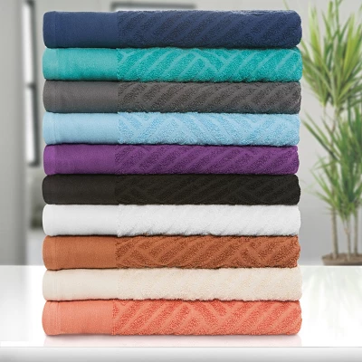 Basketweave Jacquard Cotton Modern Absorbent 6-Piece Towel Set By Blue Nile Mills 5 Basketweave Jacquard Cotton Modern Absorbent 6-Piece Towel Set By Blue Nile Mills - Image 3