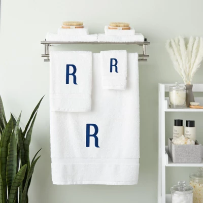 Juvale 3 Piece Letter R Monogrammed Bath Towels Set, White Cotton Bath Towel, Hand Towel, And Washcloth W Blue Embroidered Initial R For Wedding Gift 3 Juvale 3 Piece Letter R Monogrammed Bath Towels Set, White Cotton Bath Towel, Hand Towel, And Washcloth W Blue Embroidered Initial R For Wedding Gift