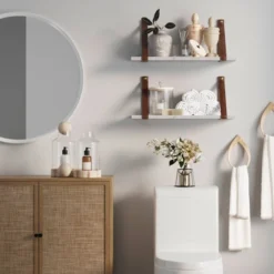 Brandon Vintage Matte Faux Marble Wall Shelf Brown - Nathan James -Baxton Studio Store GUEST 6316bf1a 7063 498f ba57 25f1bfe98a71