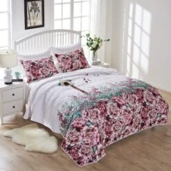 Baileys Birdhouse Floral Quilted Pillow Sham White By Barefoot Bungalow -Baxton Studio Store GUEST 631bf86b 4ae3 4cdf b0b2 d34459b46ff9