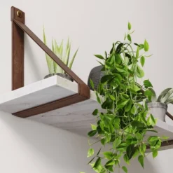 Brandon Vintage Matte Faux Marble Wall Shelf Brown - Nathan James -Baxton Studio Store GUEST 6358ffdf 134c 427b b53b 3af68483e1a8