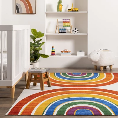 NuLOOM Classic Double Rainbow Machine Washable Kids Area Rug 9 NuLOOM Classic Double Rainbow Machine Washable Kids Area Rug - Image 7