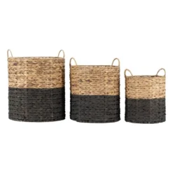 Set Of 3 Natural Water Hyacinth Decorative Storage Baskets With Handles -Baxton Studio Store GUEST 6861e073 93af 46b7 aa23 6ff784586d5e