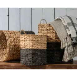 Set Of 3 Natural Water Hyacinth Decorative Storage Baskets With Handles -Baxton Studio Store GUEST 68dee4f2 3d35 4326 89f2 2d18fe2b5b67