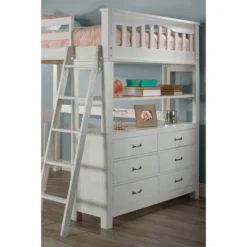 Full Highlands Loft Bed With Desk, Chair And Hanging Nightstand White - Hillsdale Furniture -Baxton Studio Store GUEST 6a6ce734 f4ad 4028 b2a3 3731c171bf8c