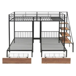 Full Over Twin-Twin Triple Bunk Bed With Drawers And Staircase - ModernLuxe -Baxton Studio Store GUEST 6ad3520b 12b7 486d 9575 cd295254d8a6