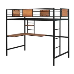 Twin Metal Loft Bed With Desk And Shelve - ModernLuxe -Baxton Studio Store GUEST 6b8d1ca1 490d 4976 bc6d 79eea1056db1