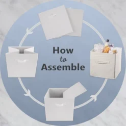 Set Of 4 11" X 11" X 11" Nonwoven Polyester Sorbet Square Lattice Storage Cube Pink - Design Imports -Baxton Studio Store GUEST 6be494f6 975b 4a8c 9dcc fd8927bcd263