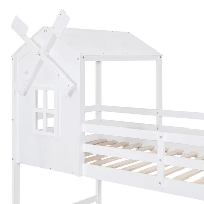 Twin Over Twin Bunk Bed With Roof, Window, Guardrails And Ladder - ModernLuxe 10 Twin Over Twin Bunk Bed With Roof, Window, Guardrails And Ladder - ModernLuxe - Image 8