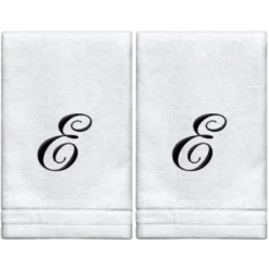 Creative Scents Set Of 2 White Fingertip Monogrammed Towels, Black Embroidered -Baxton Studio Store GUEST 6d095042 86fe 4da9 86b0 f7c1466825e4