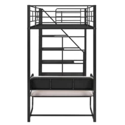 Twin Size Metal Loft Bed With Bench And Storage Staircase, Black-ModernLuxe -Baxton Studio Store GUEST 701cb425 9ccc 43fa a5cf 83f188960ad0