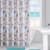 Kate Aurora Seaside Villa Mosaic Coastal Seahorses & Coral Fabric Shower Curtain -Baxton Studio Store GUEST 704ad655 fb10 40ba 8b34 3b01cae01f41