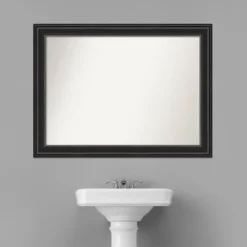 44" X 33" Non-Beveled Ridge Black Bathroom Wall Mirror - Amanti Art 16 44" X 33" Non-Beveled Ridge Black Bathroom Wall Mirror - Amanti Art -Baxton Studio Store GUEST 709f3f7f a292 4c71 a2d3 0a377fecbda7