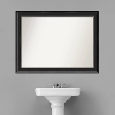 44" X 33" Non-Beveled Ridge Black Bathroom Wall Mirror - Amanti Art 9 44" X 33" Non-Beveled Ridge Black Bathroom Wall Mirror - Amanti Art - Image 7