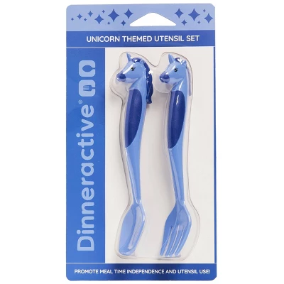 2pc Plastic Unicorns Utensil Set - Dinneractive 3 2pc Plastic Unicorns Utensil Set - Dinneractive