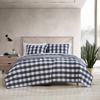 Eddie Bauer Lakehouse Plaid Cotton Quilt & Sham Gray 5 Eddie Bauer Lakehouse Plaid Cotton Quilt & Sham Gray - Image 3