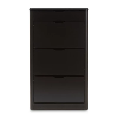 Cayla Modern And Contemporary Wood Shoe Cabinet - Black - Baxton Studio 4 Cayla Modern And Contemporary Wood Shoe Cabinet - Black - Baxton Studio - Image 2
