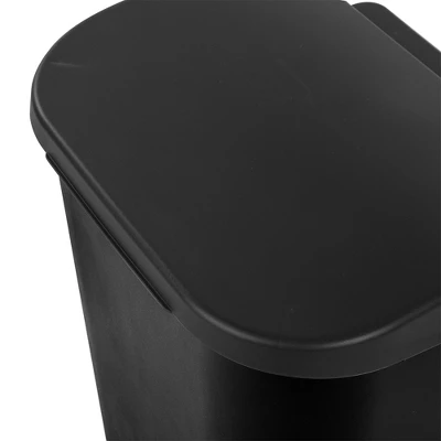 Sterilite 11.3 Gallon D Shape Flat Side Lift Top Lid Wastebasket Trash Can For Kitchen, Home Office, And Garage, Or Workspace, Black (18 Pack) 3 Sterilite 11.3 Gallon D Shape Flat Side Lift Top Lid Wastebasket Trash Can For Kitchen, Home Office, And Garage, Or Workspace, Black (18 Pack) - Image 2