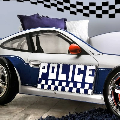 Twin Quessa Police Car Bed With Led Headlight Chair Black/White - HOMES: Inside + Out 7 Twin Quessa Police Car Bed With Led Headlight Chair Black/White - HOMES: Inside + Out - Image 5