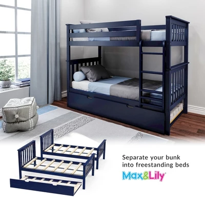 Max & Lily Twin Over Twin Bunk Bed With Trundle 6 Max & Lily Twin Over Twin Bunk Bed With Trundle - Image 4