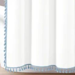 72"x72" Boho Melora Tassel Yarn Dyed Eco-Friendly Recycled Cotton Shower Curtain Blue - Lush Décor -Baxton Studio Store GUEST 75119cec 98f2 41c6 a803 73b935cbcb6c