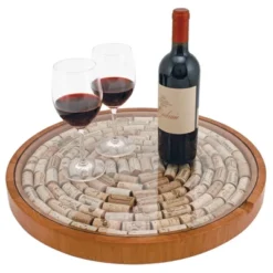 True Wine Cork Collector Lazy Susan Turntable, Wooden And Glass Storage For 130 Corks, Tabletop Or Countertop Organization, Set Of 1 -Baxton Studio Store GUEST 7562ed3f 7b6e 4bb9 bdf8 cbbc33e6e0b3