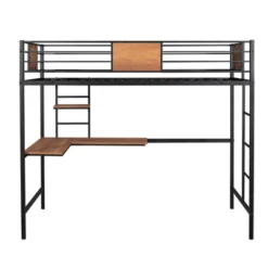 Twin Metal Loft Bed With Desk And Shelve - ModernLuxe -Baxton Studio Store GUEST 76c35cb6 2e03 40d5 b191 6609967a141e