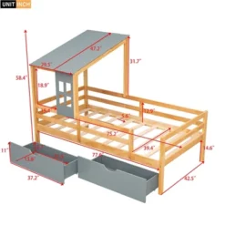 Twin Size House Low Loft Bed With Two Storage Drawers - ModernLuxe 13 Twin Size House Low Loft Bed With Two Storage Drawers - ModernLuxe -Baxton Studio Store GUEST 76c88392 0b60 4255 8b45 caed1591aec4