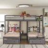 Full Over Twin & Twin Bunk Bed, Gray - ModernLuxe -Baxton Studio Store GUEST 79b7c013 7d50 4adf bc02 4059ce6bb4d7