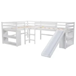 Twin Size L-Shaped Loft Bed With Movable Two-Tier Shelves And Slide - ModernLuxe 18 Twin Size L-Shaped Loft Bed With Movable Two-Tier Shelves And Slide - ModernLuxe -Baxton Studio Store GUEST 7c9ce829 dc63 478c ba51 e5008b4a8c6f
