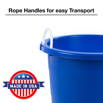 United Solutions 19 Gallon Large Durable Plastic Utility Tub With Strong Rope Handles For Indoor Or Outdoor Home Organization, Blue, 6 Pack 5 United Solutions 19 Gallon Large Durable Plastic Utility Tub With Strong Rope Handles For Indoor Or Outdoor Home Organization, Blue, 6 Pack - Image 3