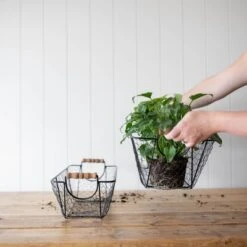 Set Of 2 Oblong Black Metal & Wood Baskets - Foreside Home & Garden -Baxton Studio Store GUEST 7d3315c4 0070 4eed 8409 a7223ae4a0d2