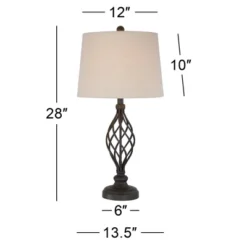 Franklin Iron Works Annie Modern Industrial Table Lamps 28" Tall Set Of 2 Bronze Iron Cream Tapered Drum Shade For Bedroom Living Room Nightstand -Baxton Studio Store GUEST 7db6b70e 947a 4fe7 b083 d488fb9ad205